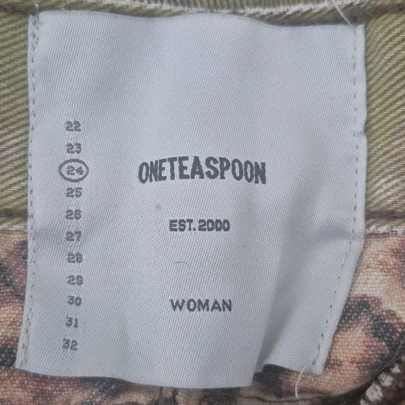 One Teaspoon Vanguard skirt 24 Olive camo-leopard High-low Distressed Denim Mini - Picture 7 of 9